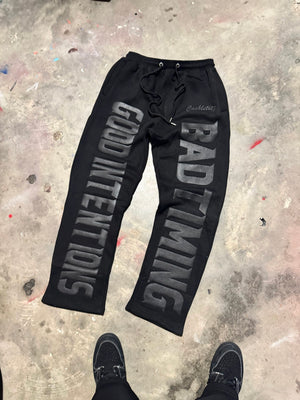 GIBT Black on Black Open bottom sweats