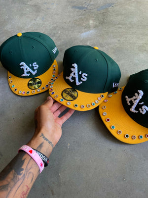 Cashleticz Custom Pearl & Gemstone Oakland A’s fitted