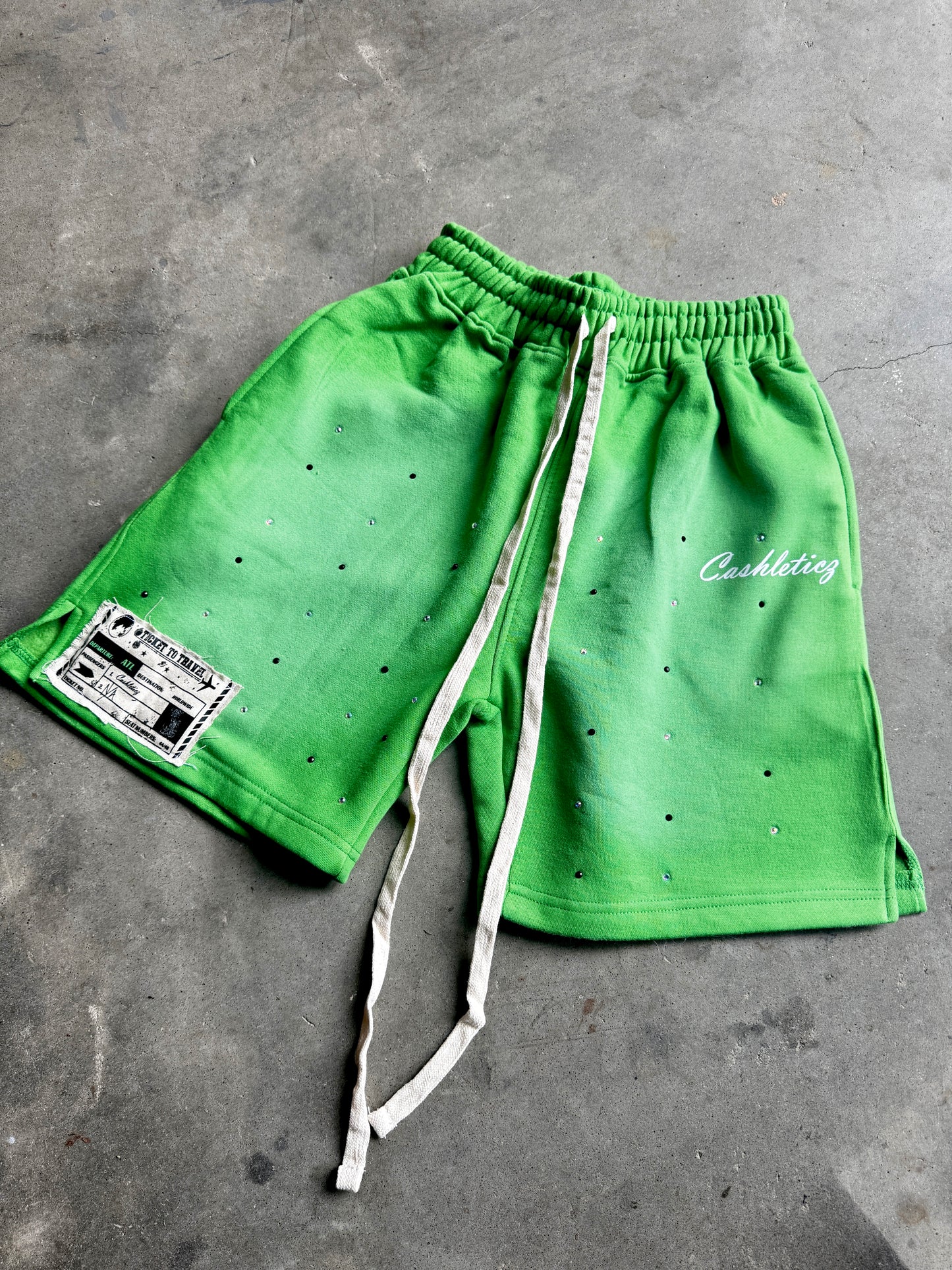 Cashleticz Green Apple Diamond shorts