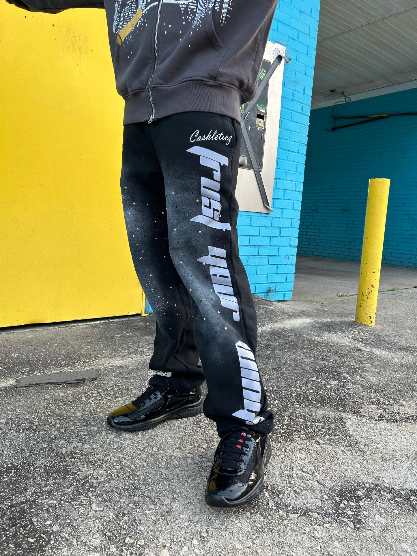 Trust Your Wings Diamond Studded open bottom sweats