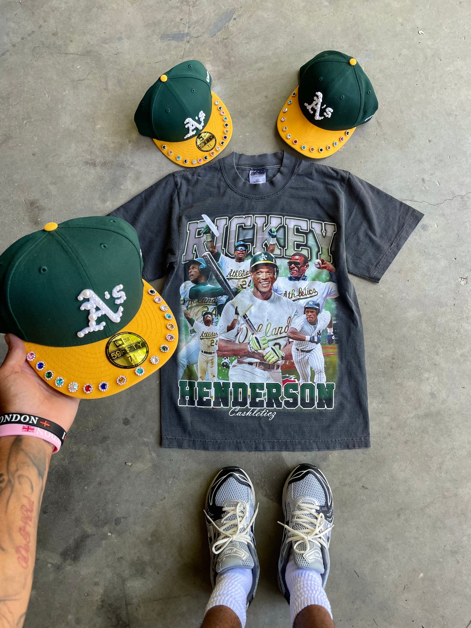 Cashleticz Custom Pearl & Gemstone Oakland A’s fitted