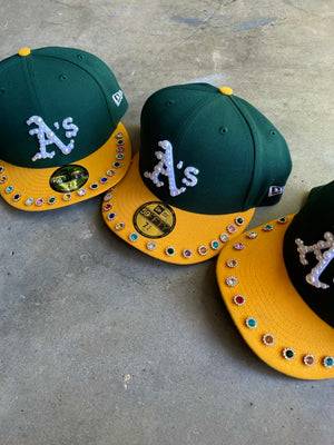 Cashleticz Custom Pearl & Gemstone Oakland A’s fitted