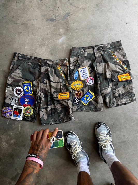 “Handmade Goods” Palette Camo Cargo shorts