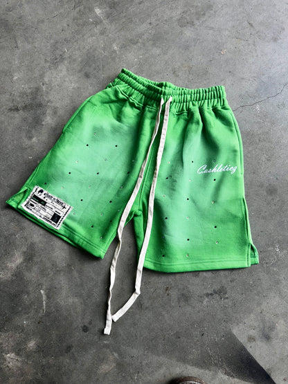 Cashleticz Green Apple Diamond shorts