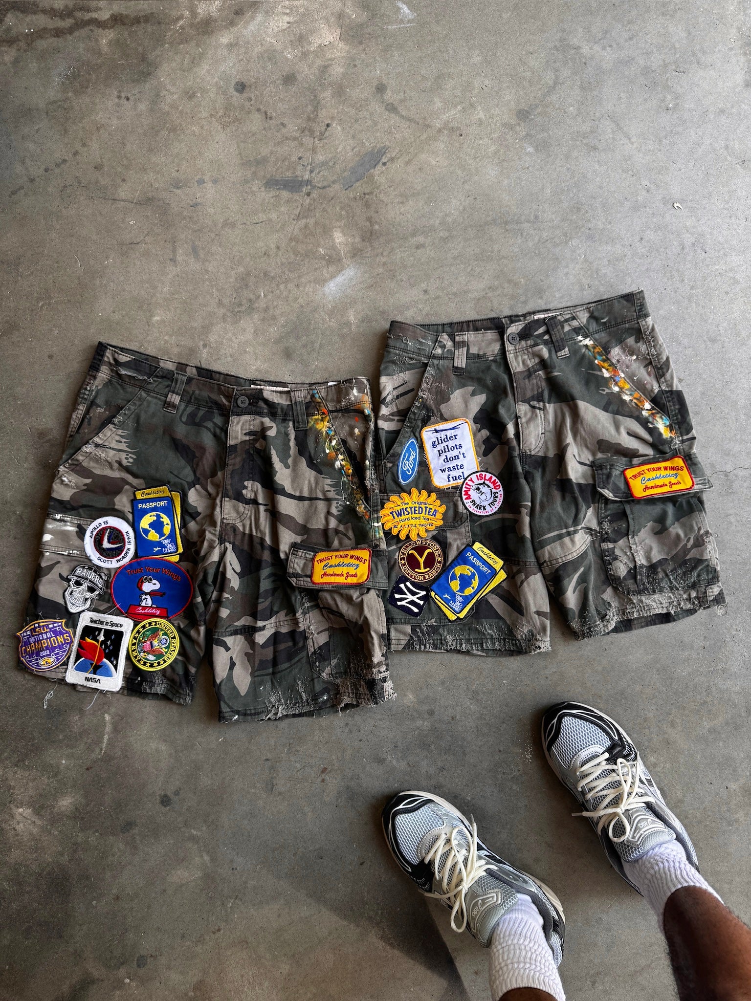 “Handmade Goods” Palette Camo Cargo shorts