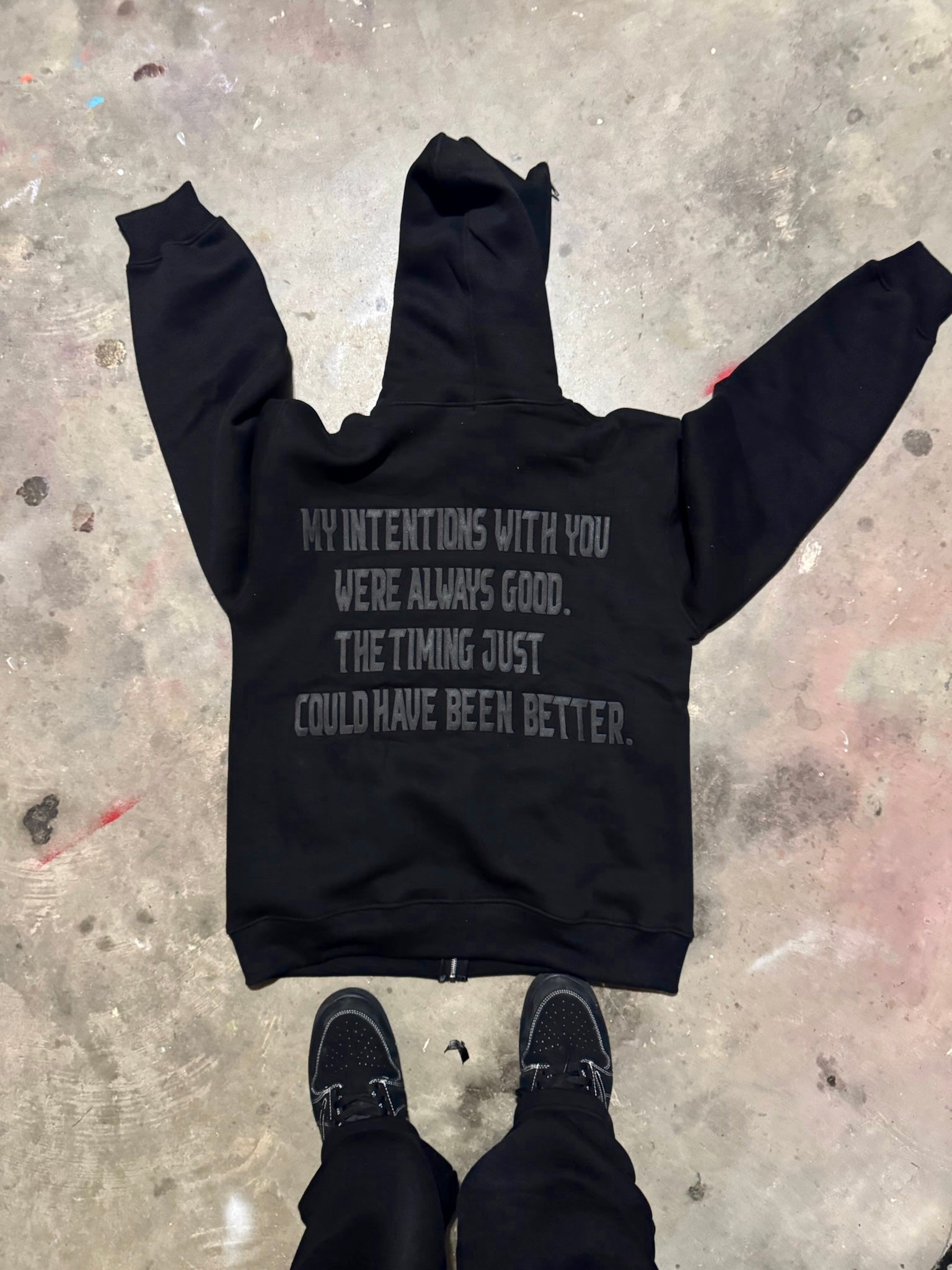 GIBT Full Zip Up Hoodie (black on black)