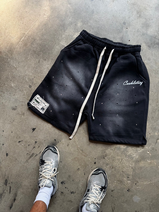 Trust Your Wings hand studded sweatshorts