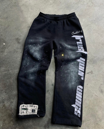Trust Your Wings Diamond Studded open bottom sweats