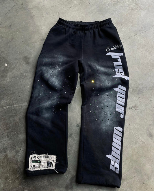 Trust Your Wings Diamond Studded open bottom sweats
