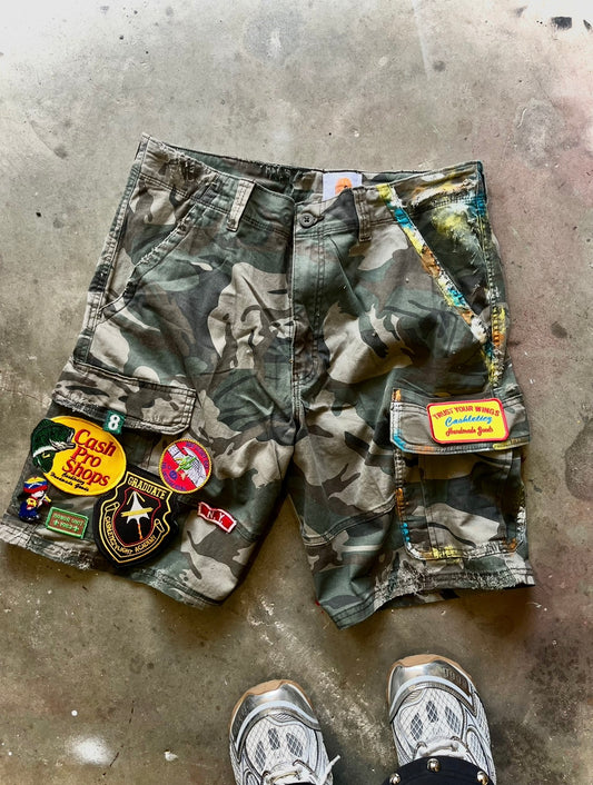 “Handmade Goods” Palette Camo Cargo shorts